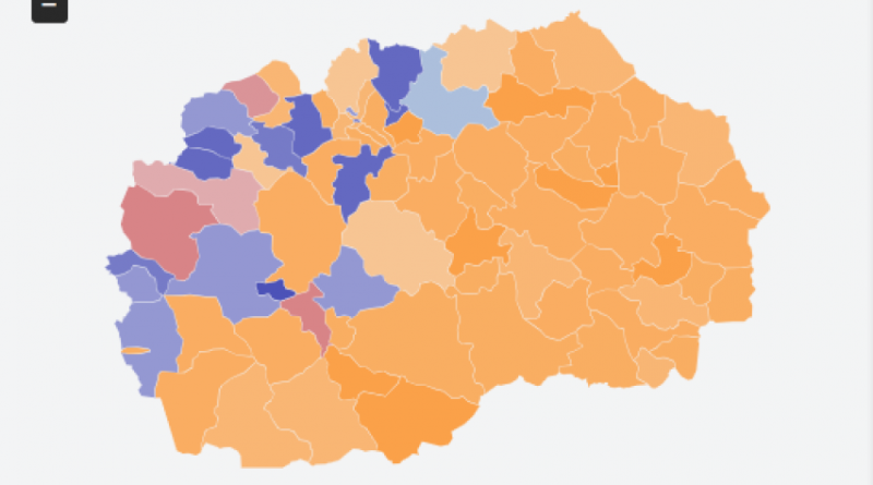 [ФОТО] Картата обоена во жолто: Силјановска-Давкова победи во 60 општини, Пендаровски во три, Османи во 15, Таравари и Димитриевски во една